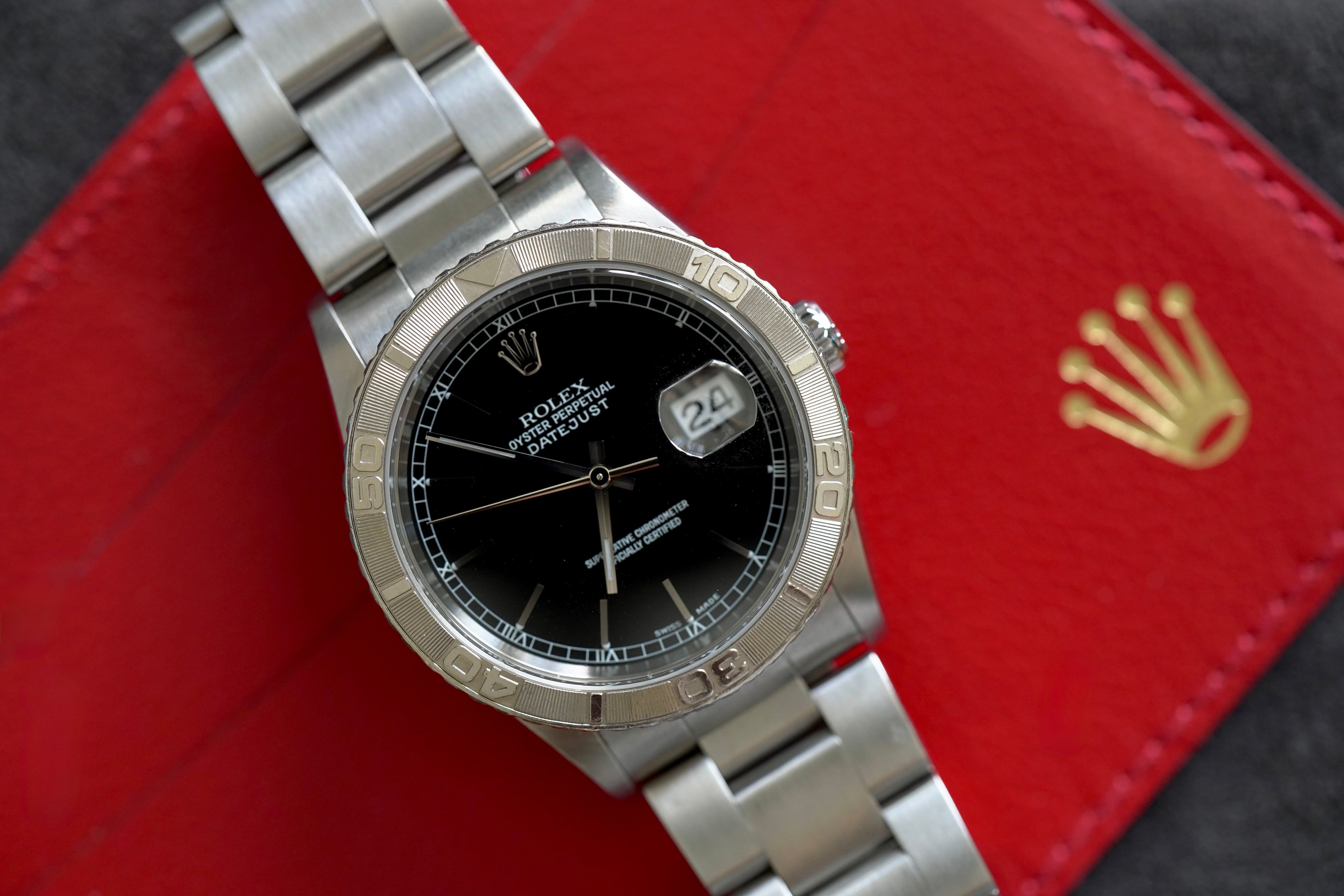 Rolex Datejust Black Dial 36mm Thunderbird Turn-O-Graph [Ref 16264]